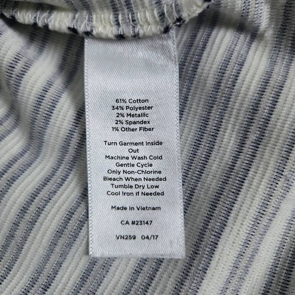 Talbots Womens Ruffle Long Sleeve Top XL Black Stiped Nautical Old Money Preppy - Picture 6 of 8